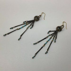 Brass and Turquoise Dangle Earrings